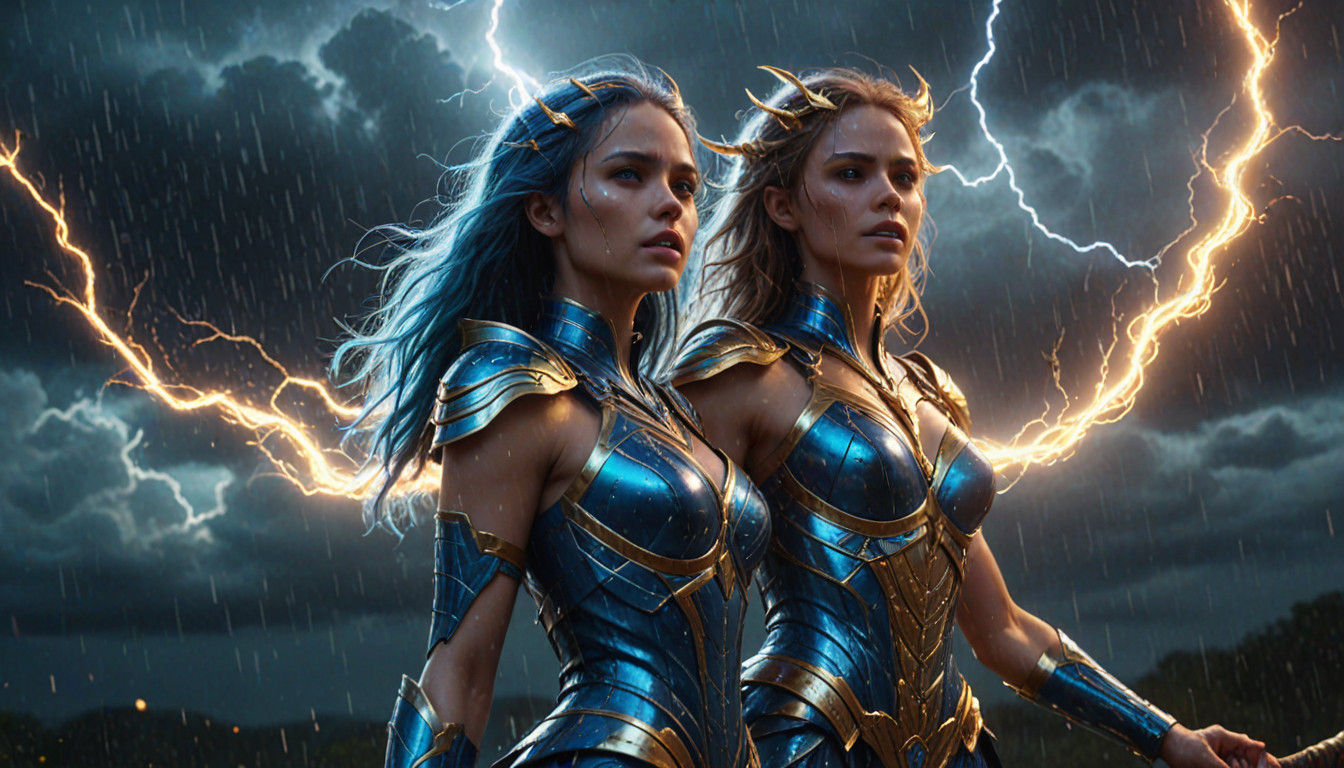 Epic Fantasy Scene in Vibrant, Neon Colors