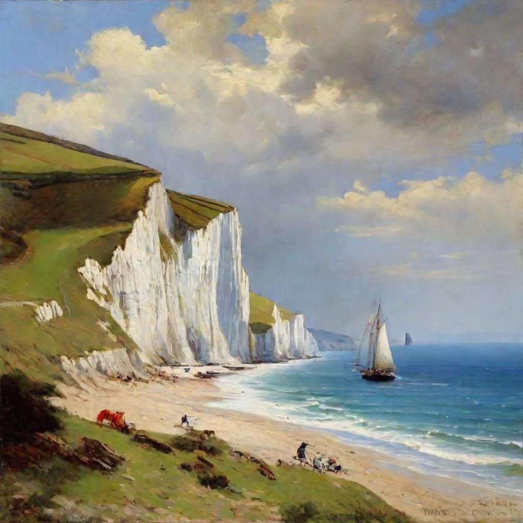 Dover's White Cliffs: An Oil Painting