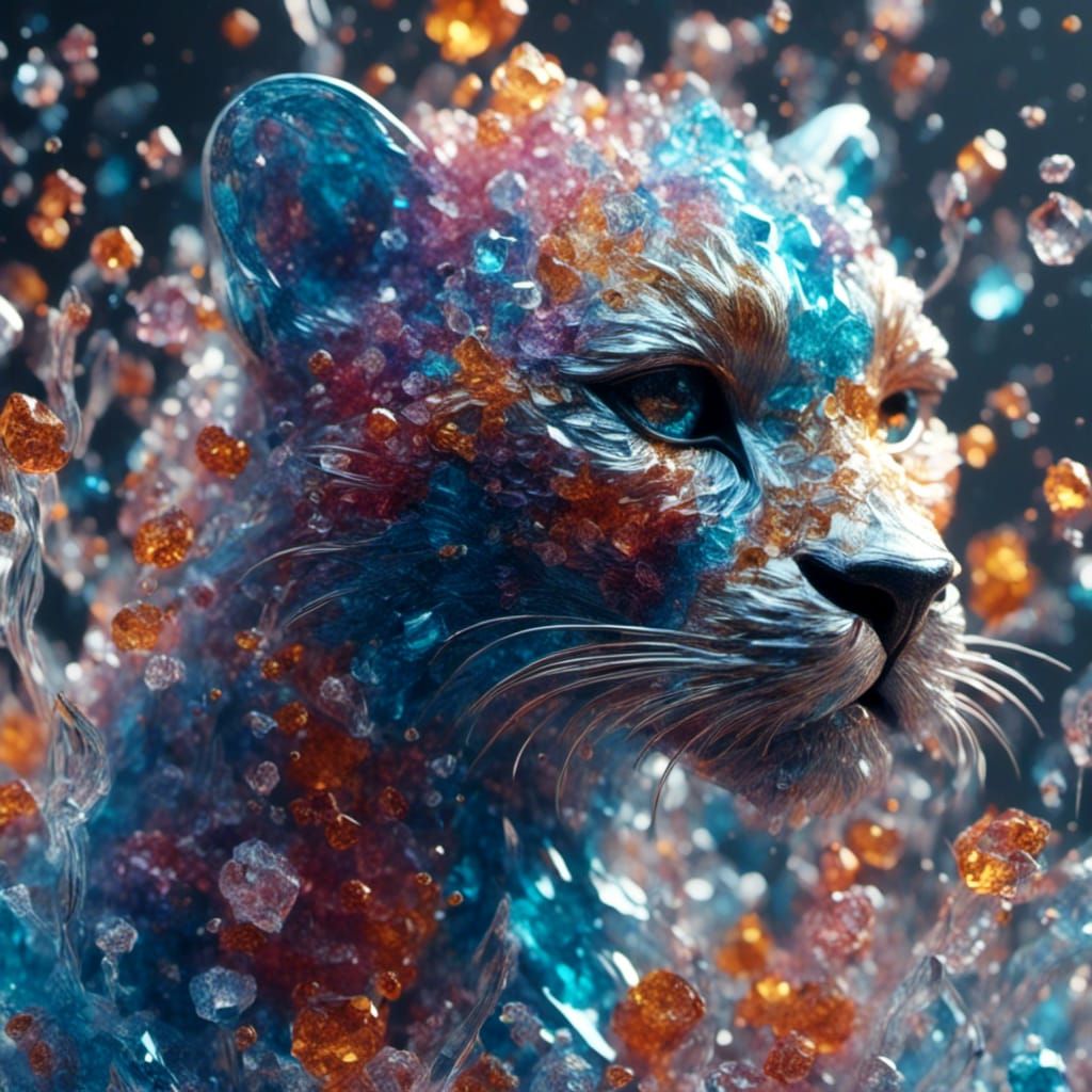 Rainbow Crystal Cheetah: Detailed Fantasy Art