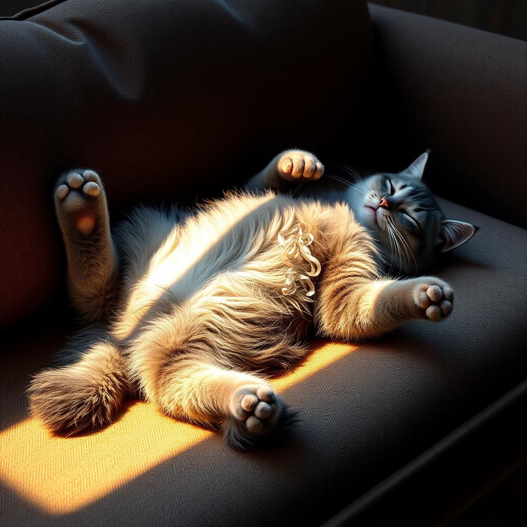 British Shorthair Cat Lounging in Sunlight