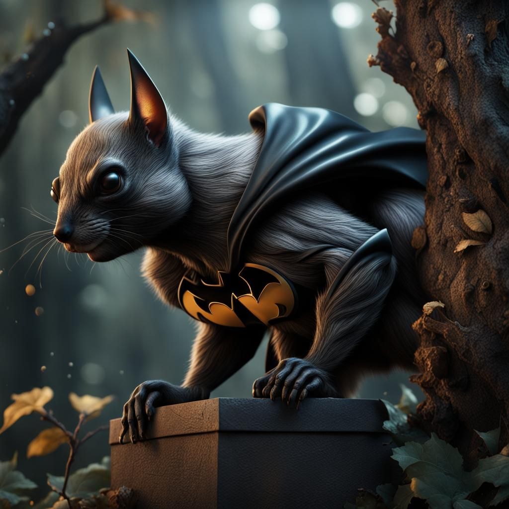 Hyperrealistic Batman Squirrel Concept Art
