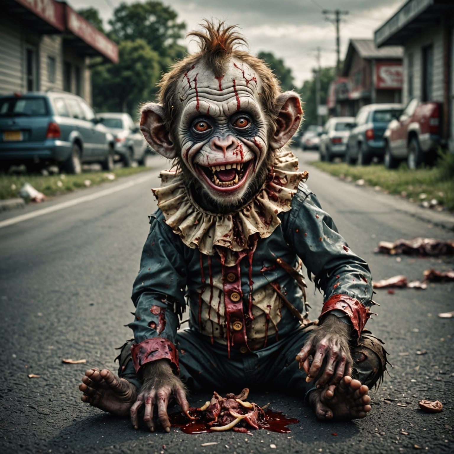 Nightmarish Zombie Monkey Clown Infant Feast