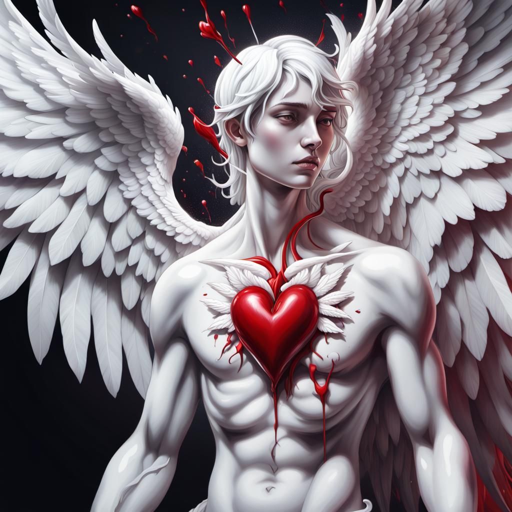 Heart Pierced by Dagger with Angel Wings