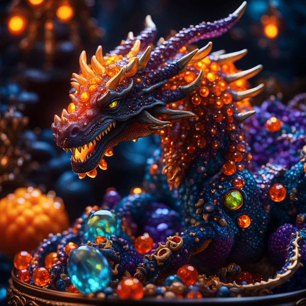 Miniature Hydra Dragon in Glowing Jewelry Box