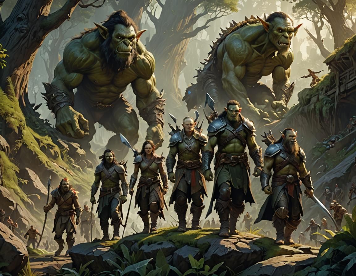 Evolution Diagram: Human, Elf, and Orc Progression