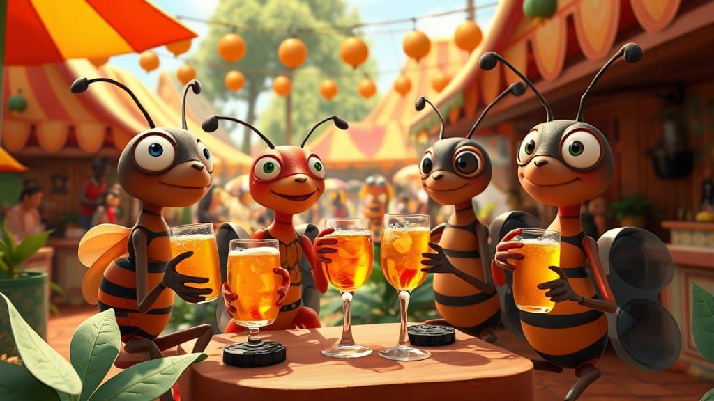 Animated Insect Fair in Pixar 3D Style