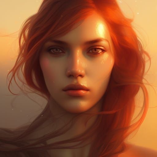 Sunset Goddess Portrait in Hyperdetailed Digital Art