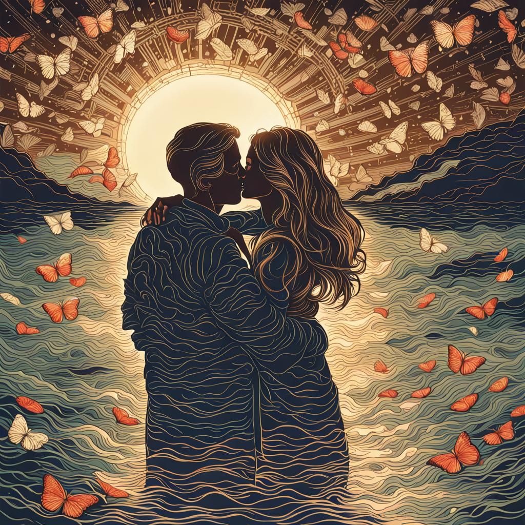 Backlit Illumination Concept of Deep Kisses