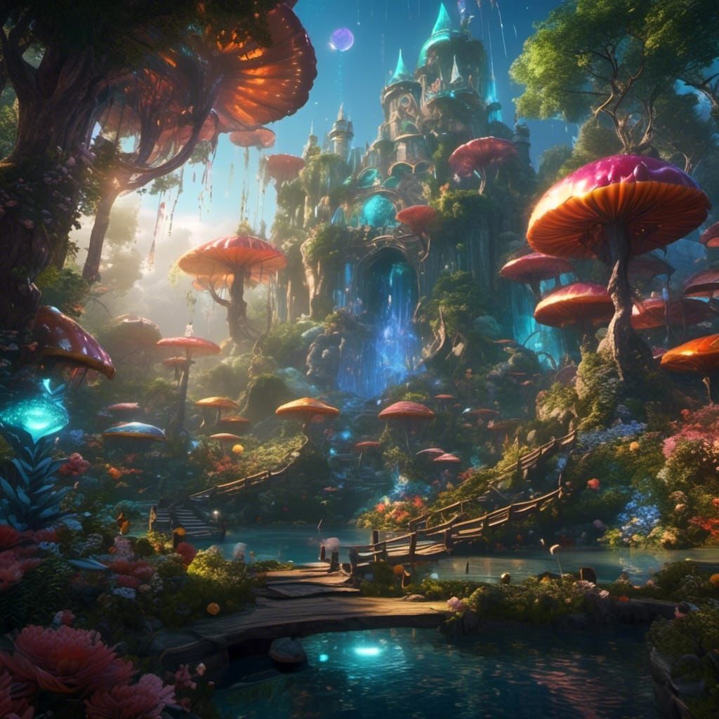 Enchanted Forest Beaming with Magic in Hyperreal Style