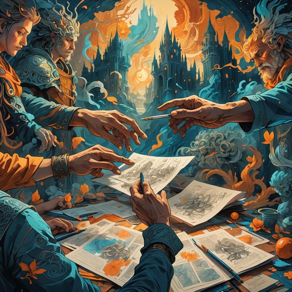 Fantastical Hands Drawing Worlds: Concept Art