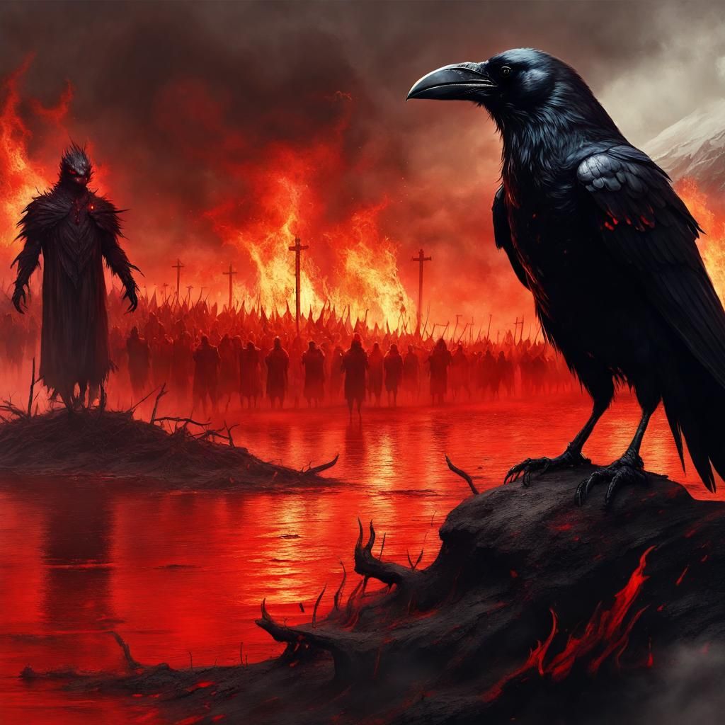 Red Wax Crow God in Burning World