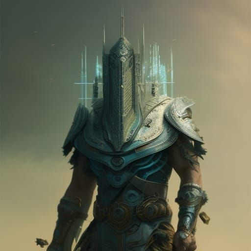 Dark Fantasy Warrior in Lilac Armor