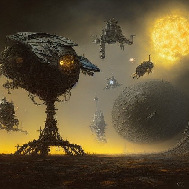 Epic Space Battle Concept Art in 16k