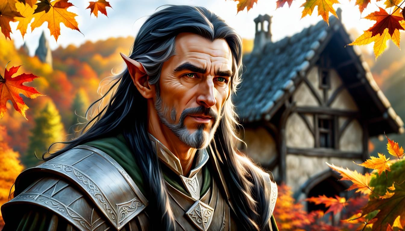 Elf Druid on Medieval Farm: Hyper-Realistic Matte Painting