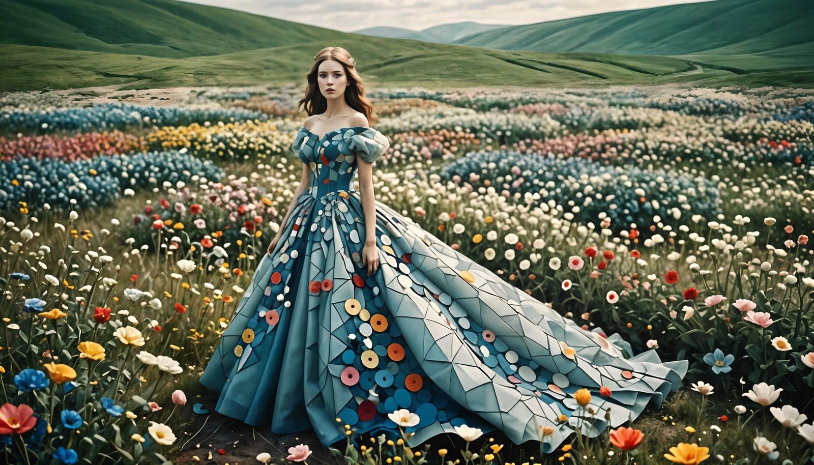 Ethereal Princess in Surreal Landscape with Flare Effects