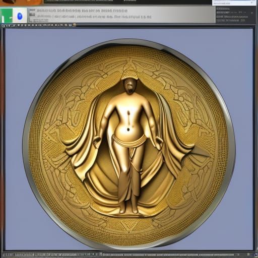 Stylized Bronze Coin of Man in Flowing Robes