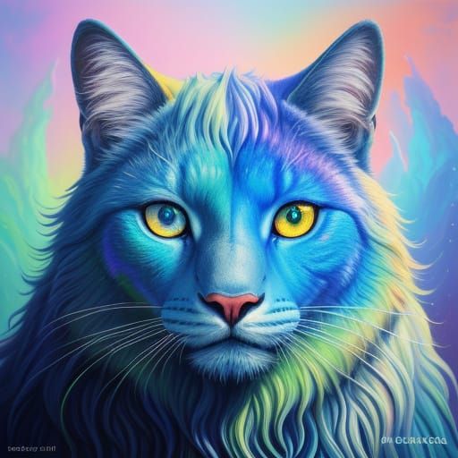 Surreal Metallic Animals in Dreamlike Oil Painting