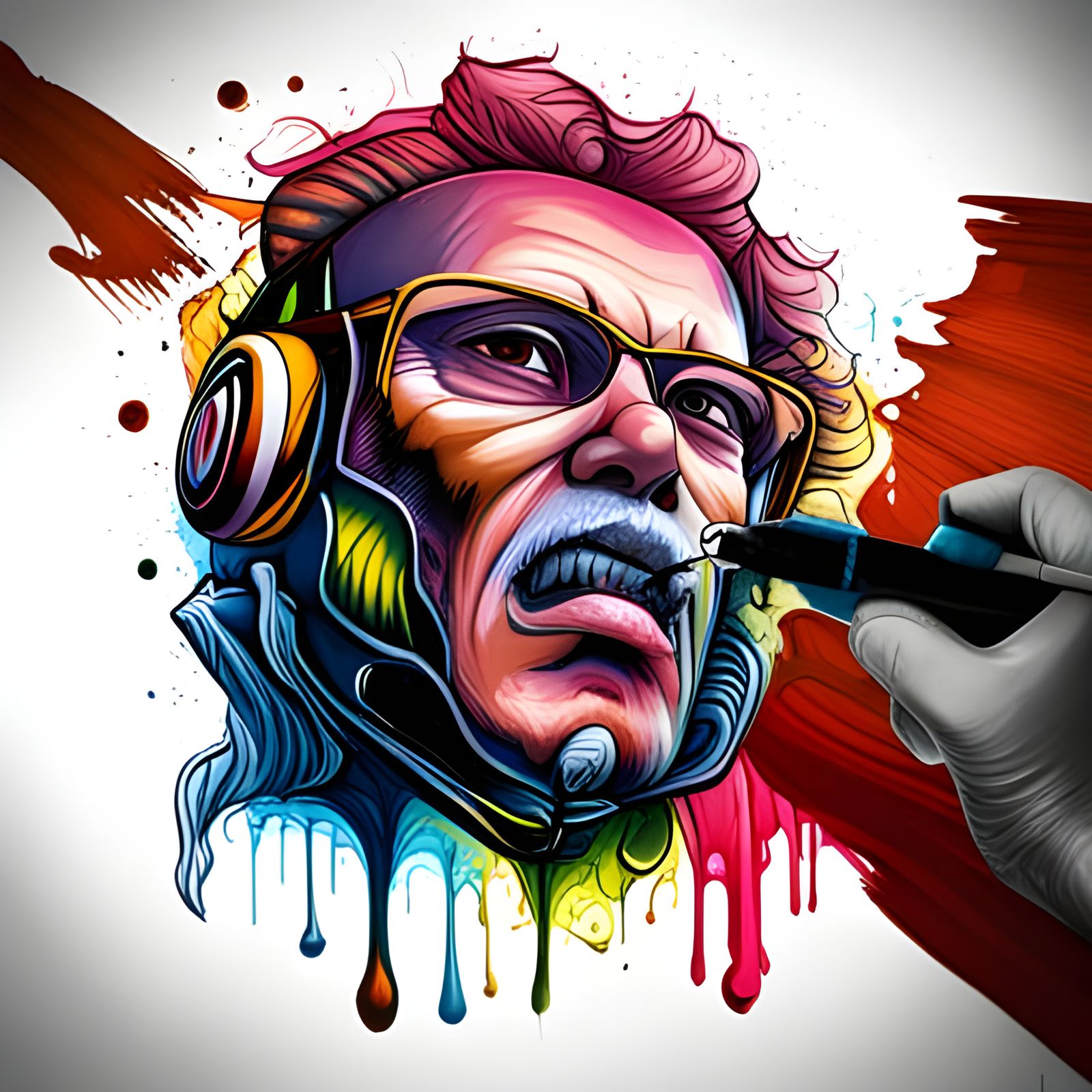 Face with paint drips