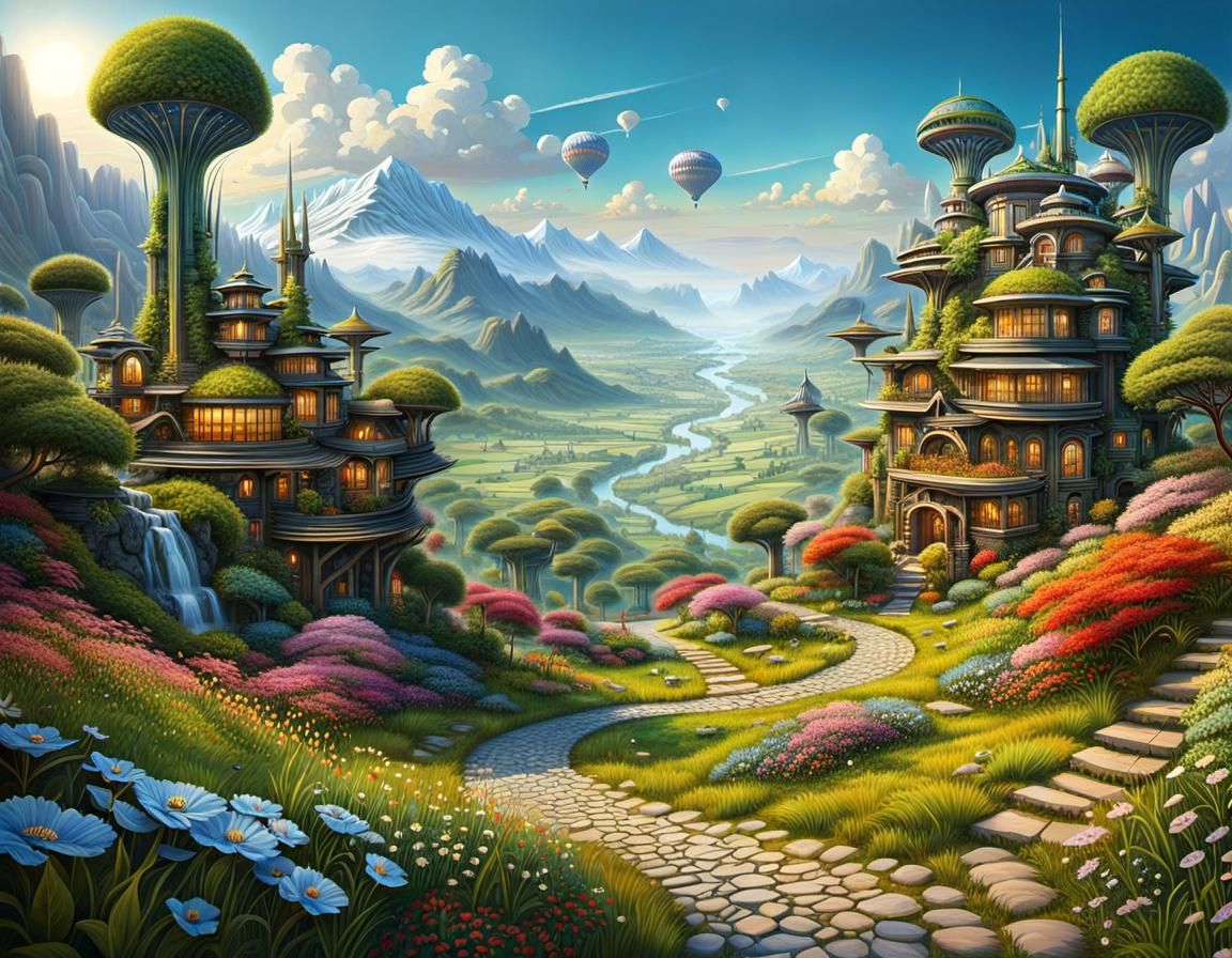 Utopian Village: Harmony and Peace in Futurepunk Style