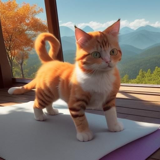 Cats Doing Yoga on a Mountain