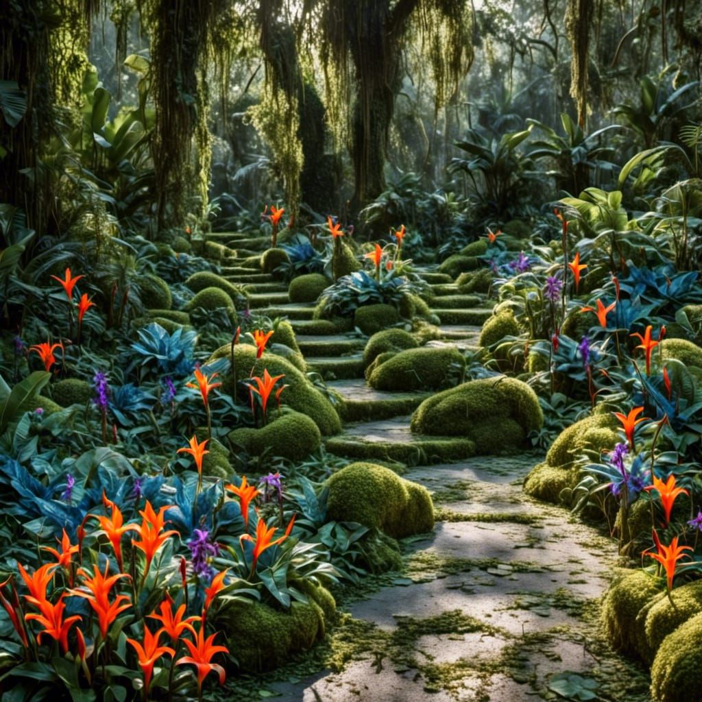 Botanical Garden with Vibrant Flowers in 8K