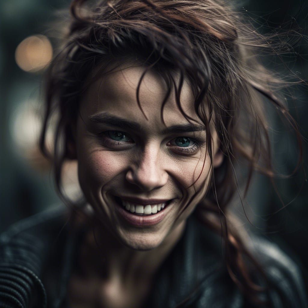 Punk Brunette Portrait in Hyperrealistic Style