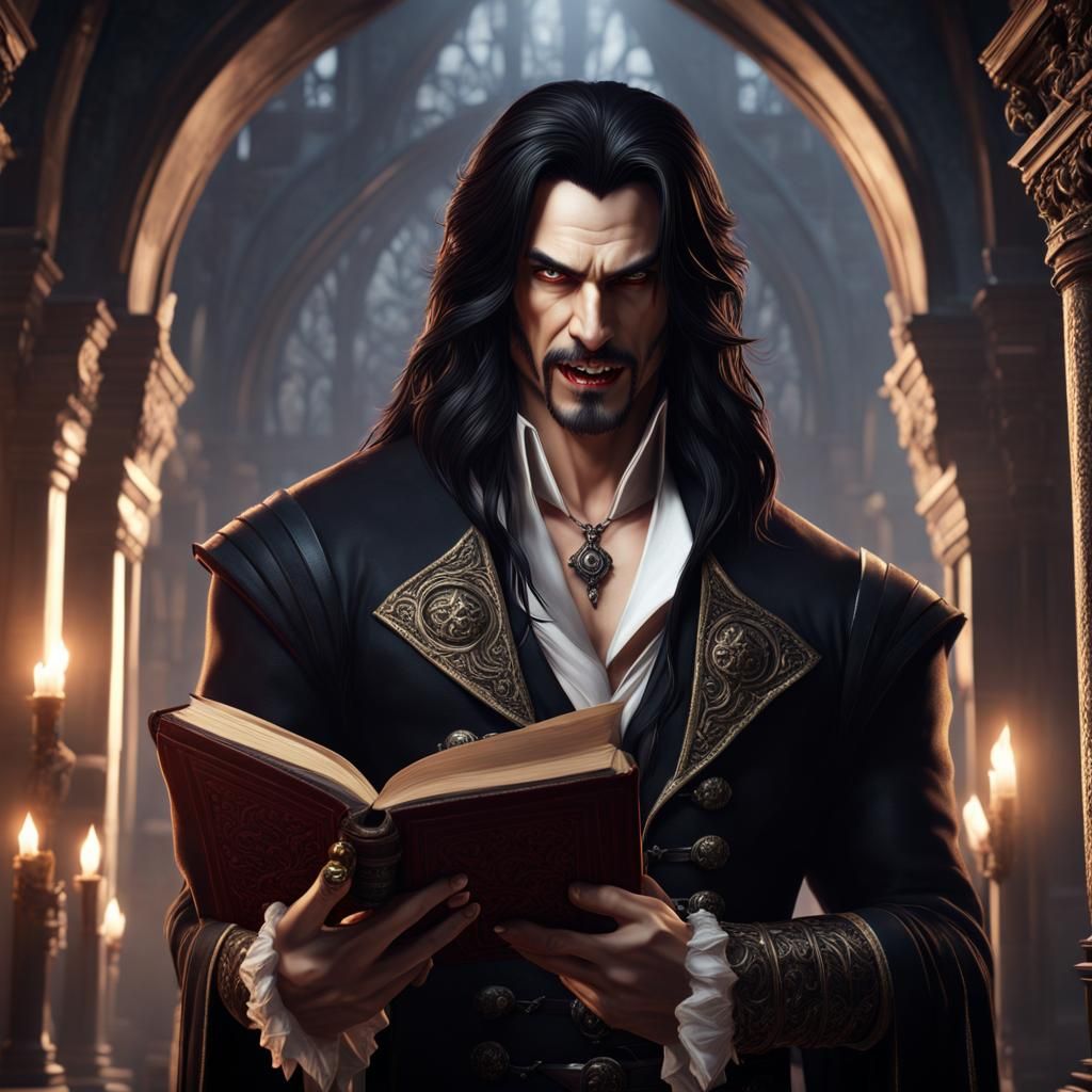 Handsome Vampire Baring Teeth in Sharp Focus