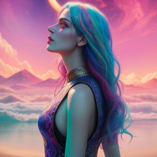 Surreal Fantasy God Reveals Hyperrealistic Form