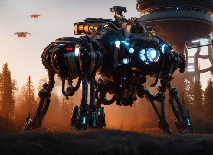 Concept Art of Futuristic Anti Air Defense Walker