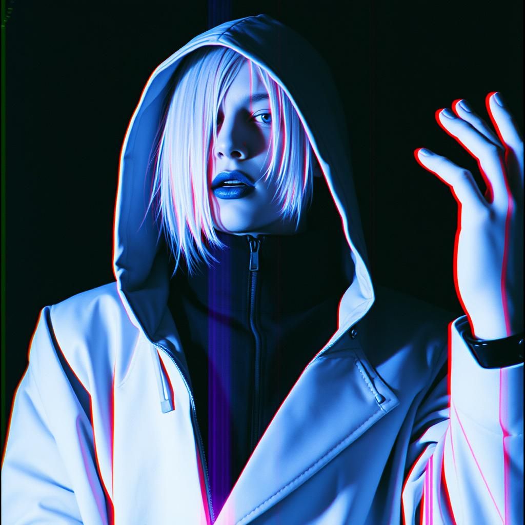 Abstract Glitch Art Constellation in IndigoCore Style