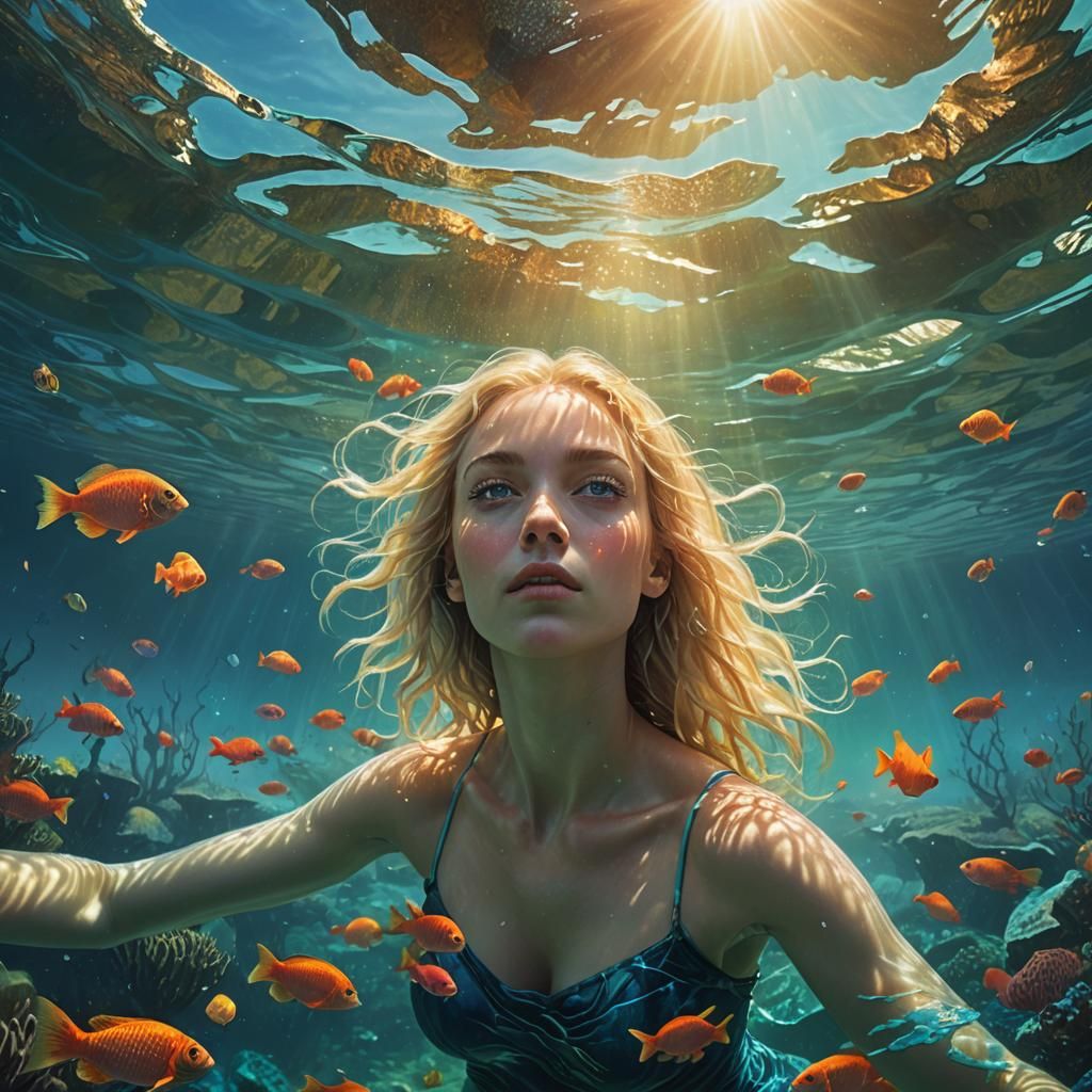 Girl Swimming in Brazil: Fantasy Concept Art