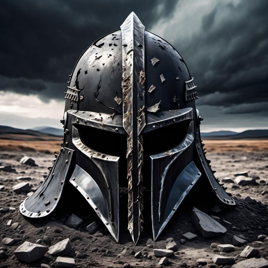 Sauron's Helmet on a Bleak Battlefield