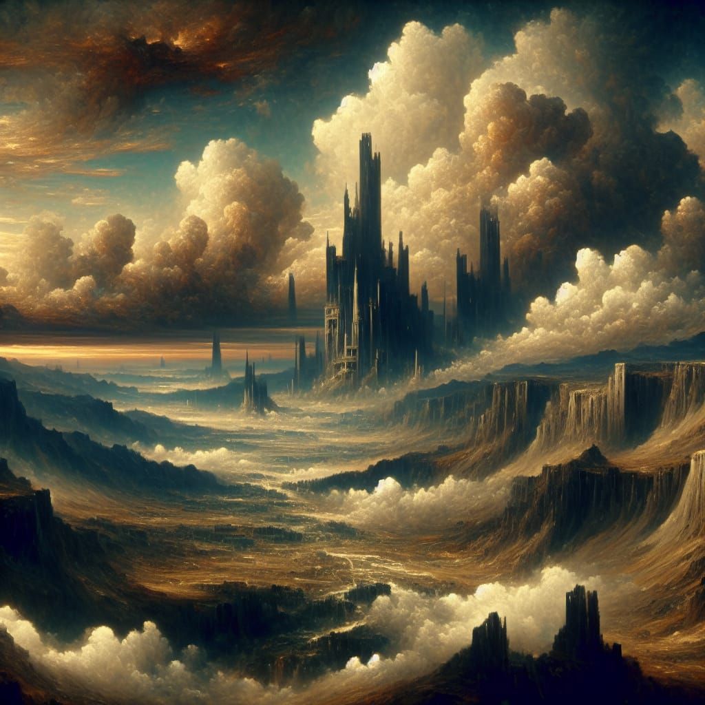 Surreal Apocalyptic Landscape in Baroque Style