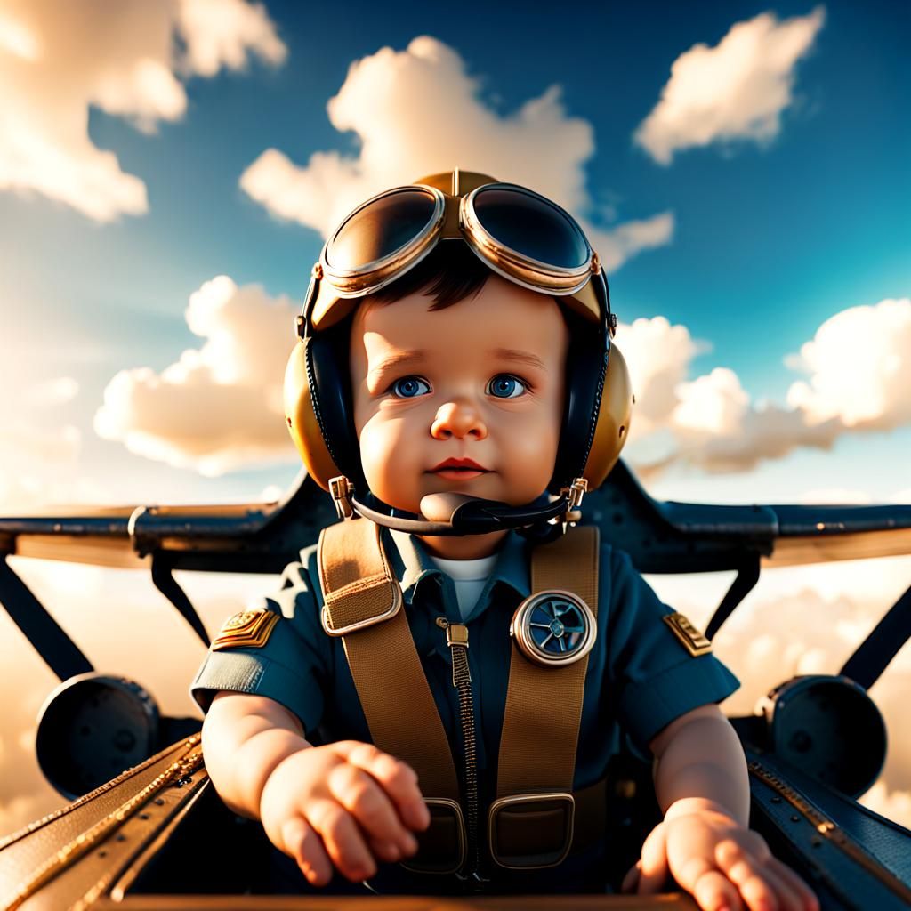 Baby Pilot Ready for Sunny Day Takeoff