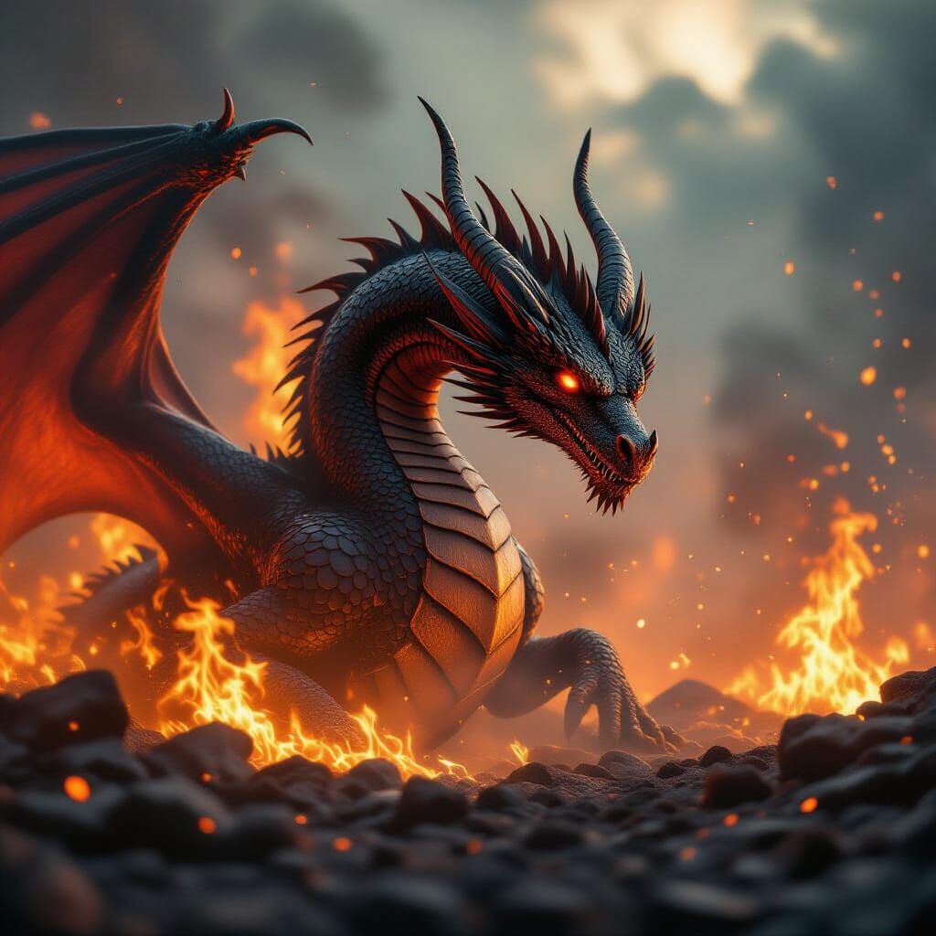 Dragon in Firestorm: Cinematic Film Photography