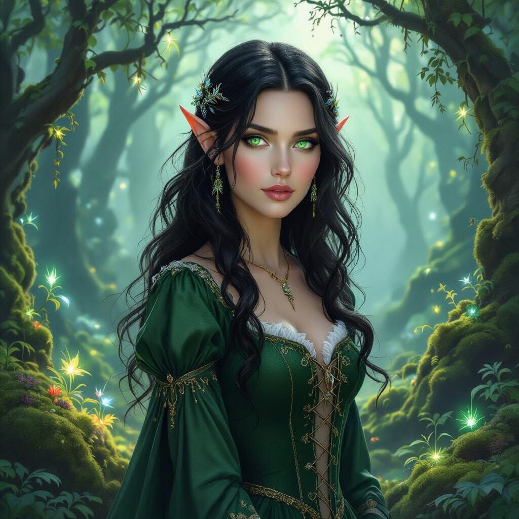 Regal Elf in Enchanted Forest Twilight