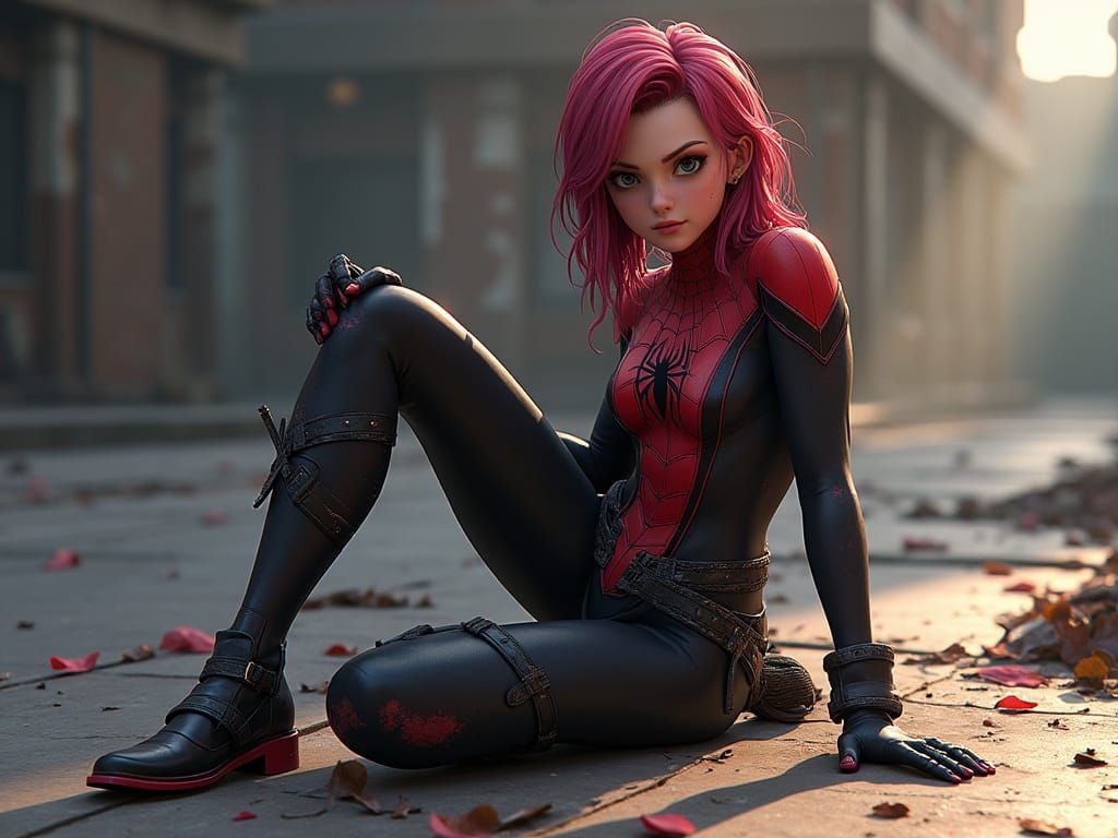 Gwen from Spider-Man Comics in a Haunting 3D Anime Art Style