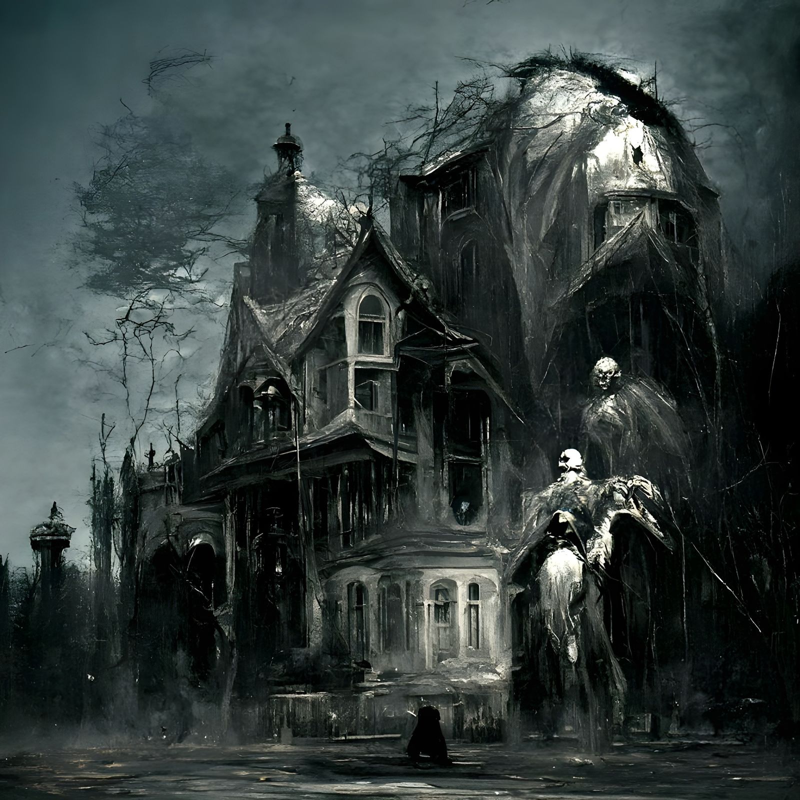 Haunted Victorian House in Dark Gothic Style