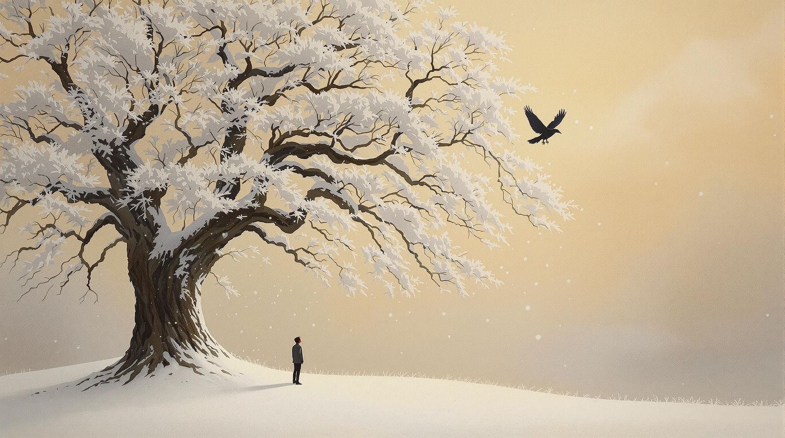 Impressionist Landscape: Snowfall and Serenity