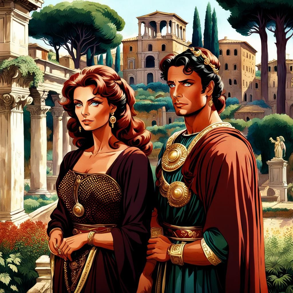 Attractive Couple in Ancient Rome, Anime Style