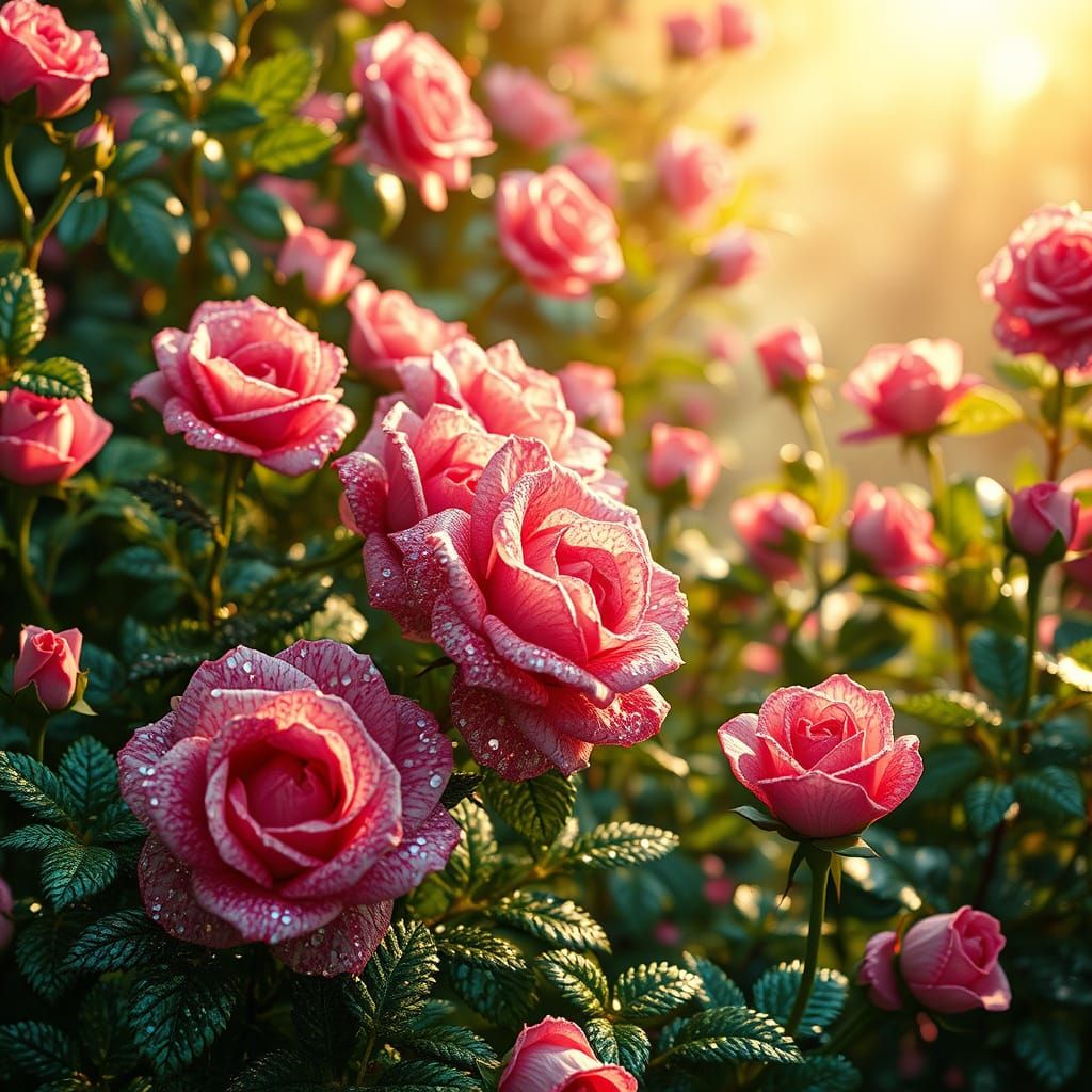 Shiny pink roses