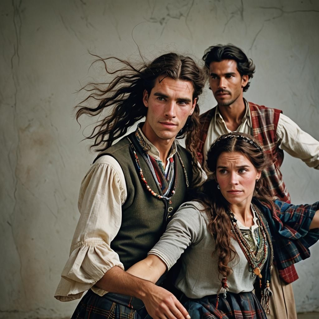 Scottish Couple Dancing: Professional Color Portrait