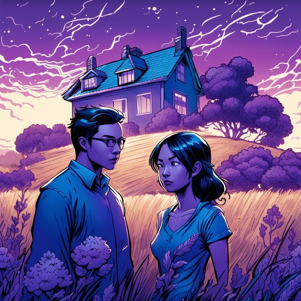Dreamy Field Scene in Comic Book Style