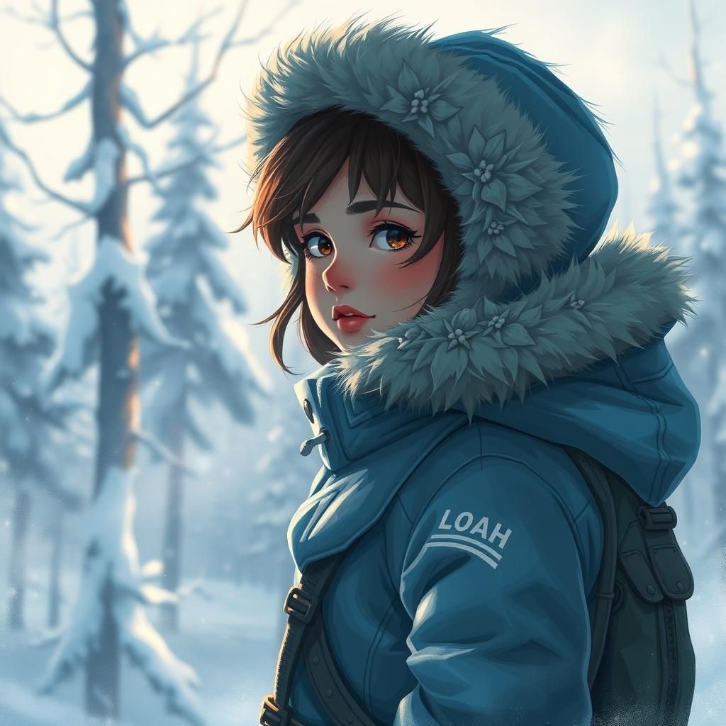 Icy Forest Adventurer in Expressive Pastel Art