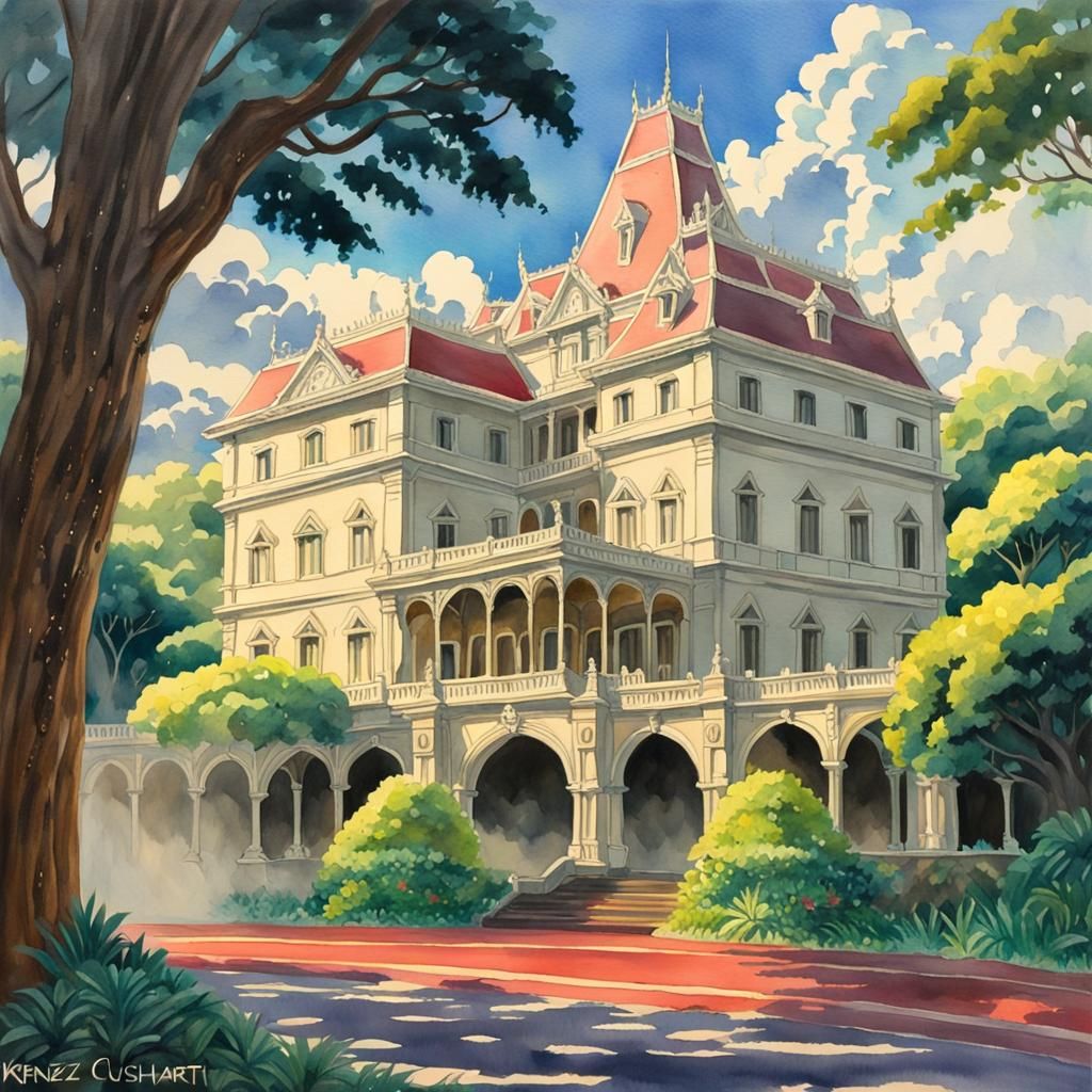 Iolani Palace in Studio Ghibli Style