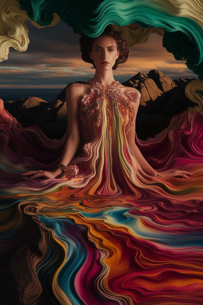 Visionary Art Sky Over Swedish Coast with Supermodel
