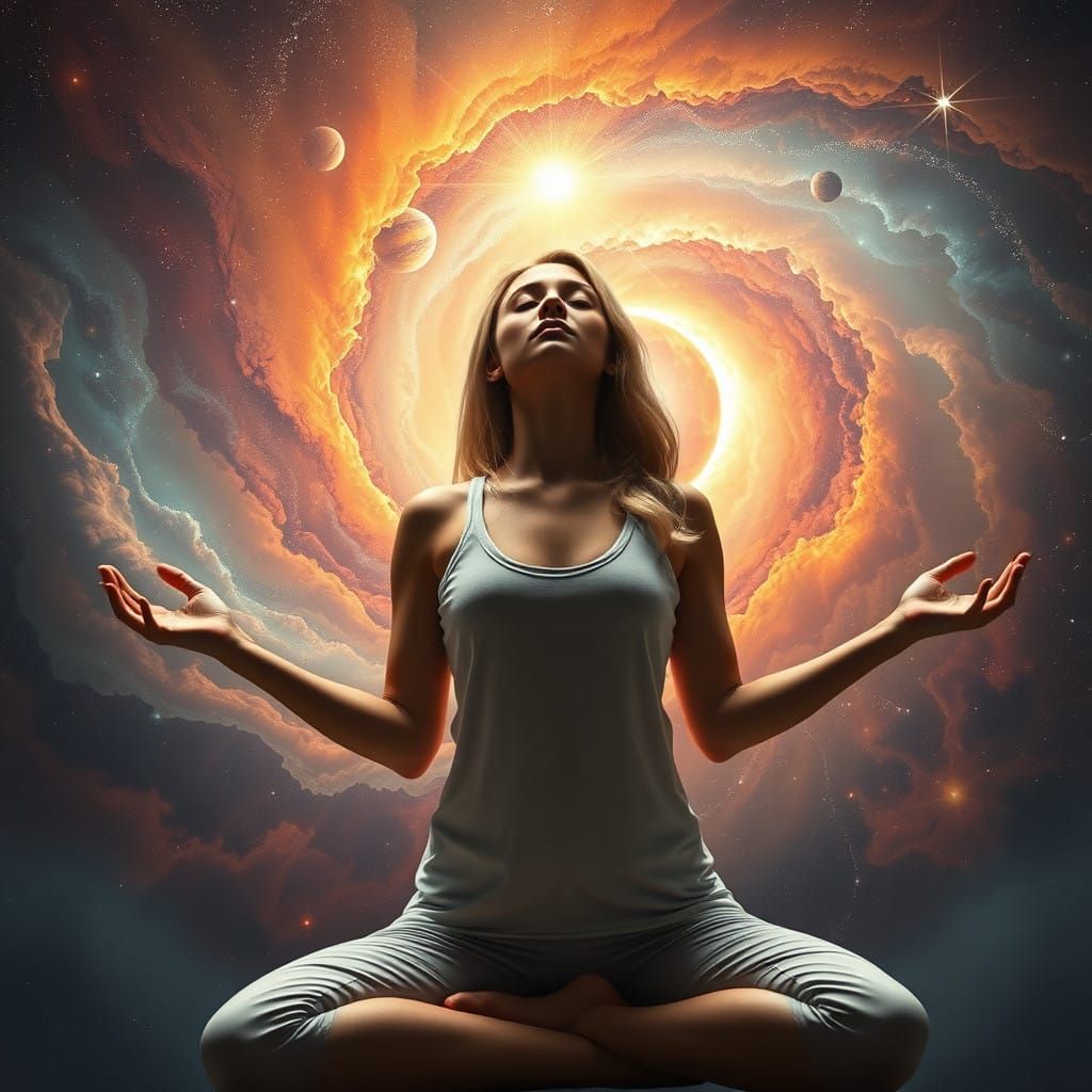 Blonde Woman in Cosmic Union