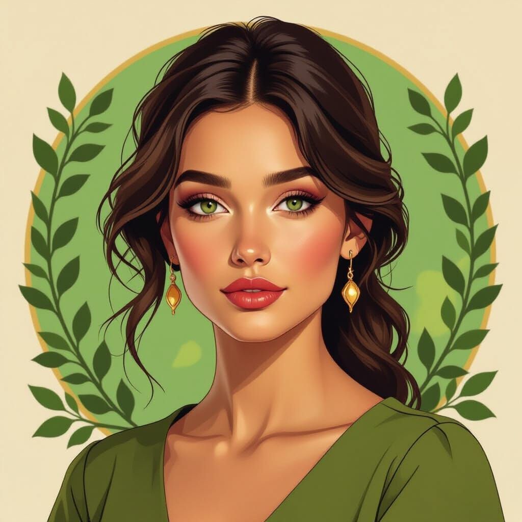 Hopeful Solarpunk Portrait in Art Nouveau Style