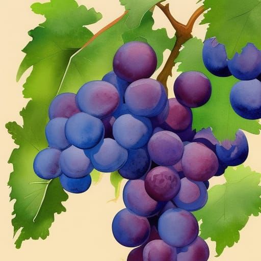 Grape Juice Still Life in Gouache Style