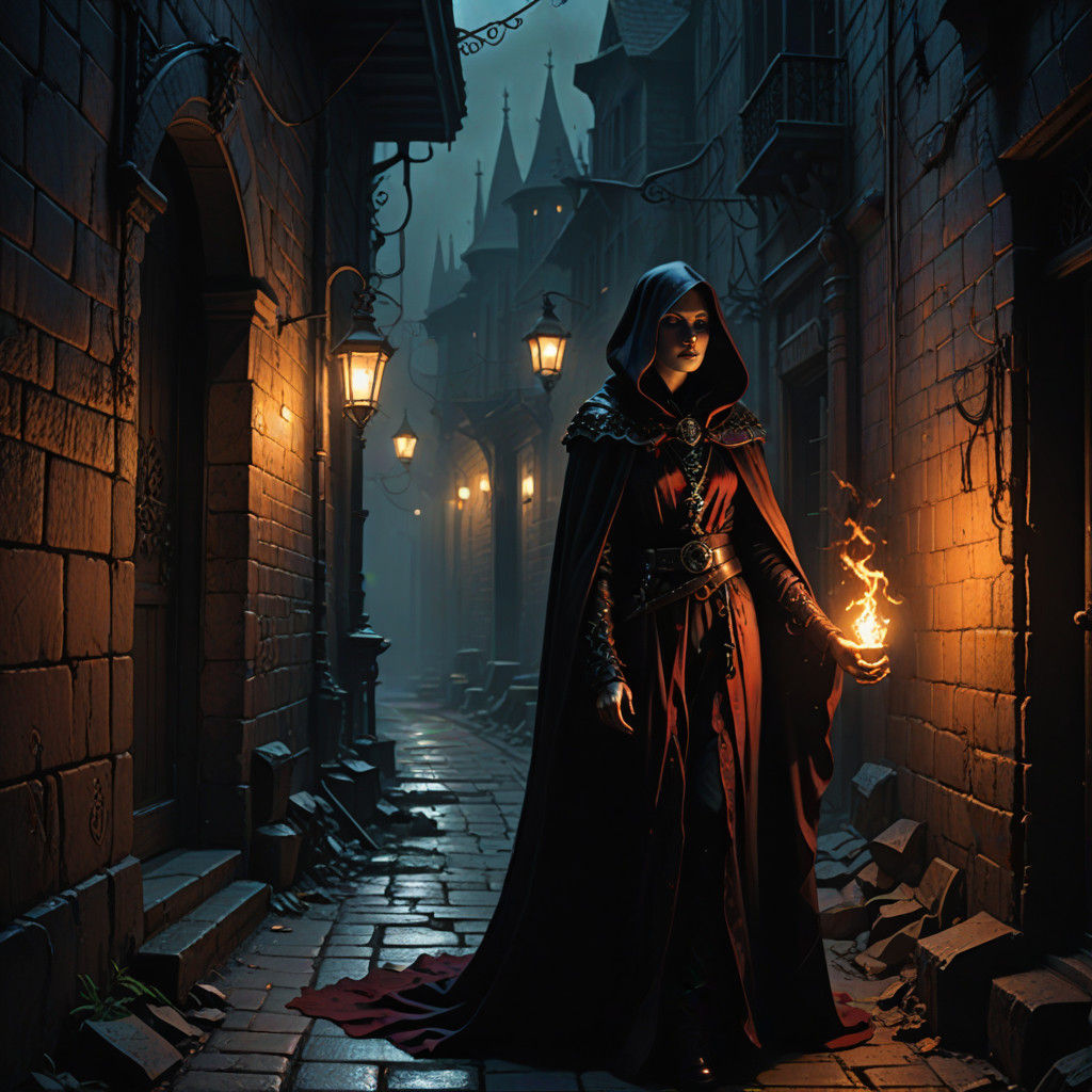 Mystical Lady Darkfire Emerges from Shadows in Gothic Fantas...